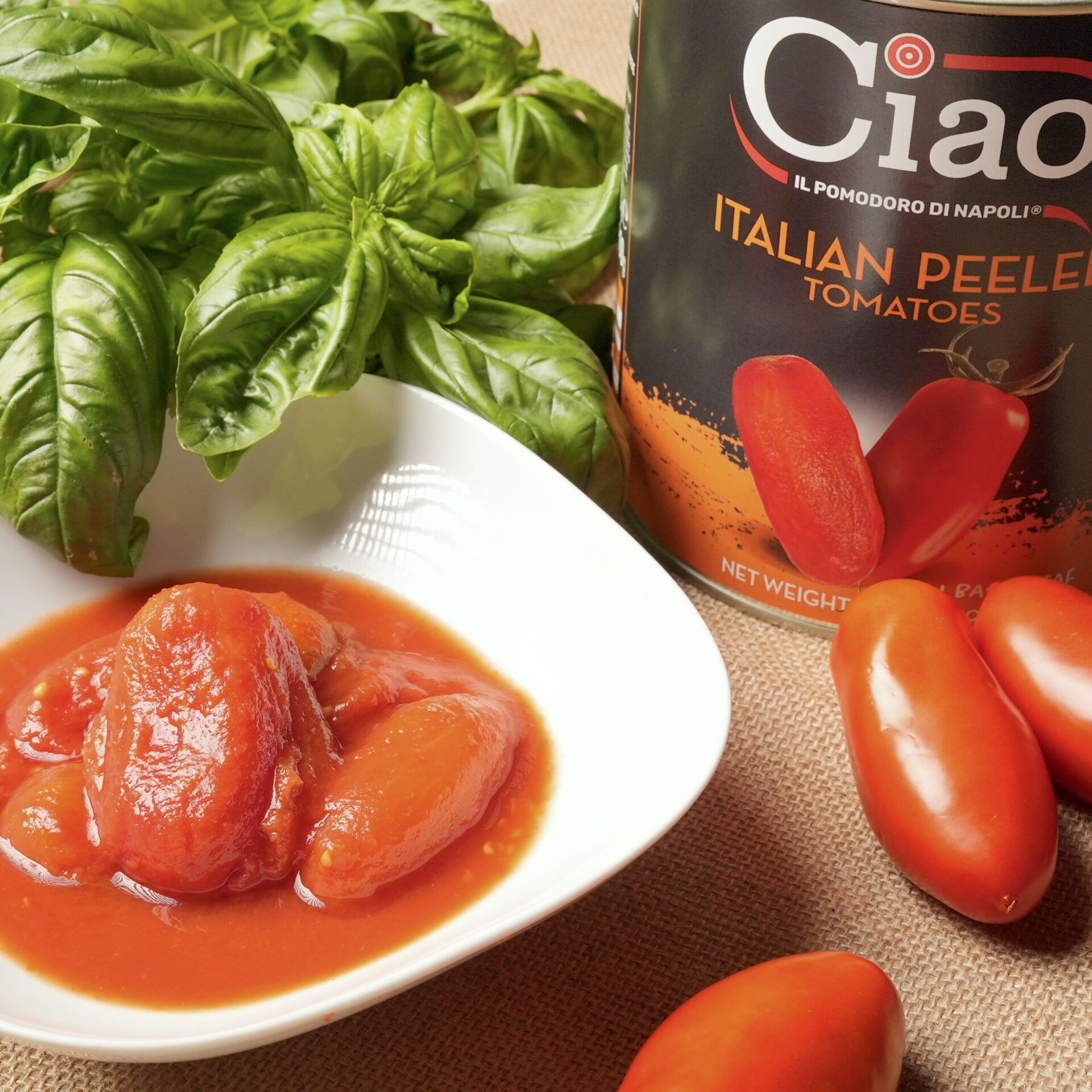 The contents of a can of Ciao tomatoes