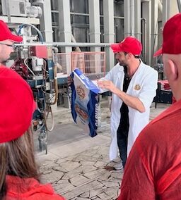 Mauro giving competitors a tour of the mill