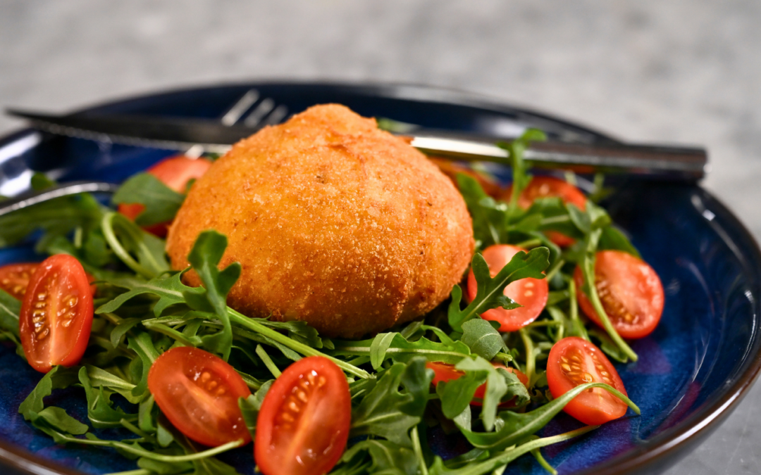 Fried Burrata & Arugula Salad
