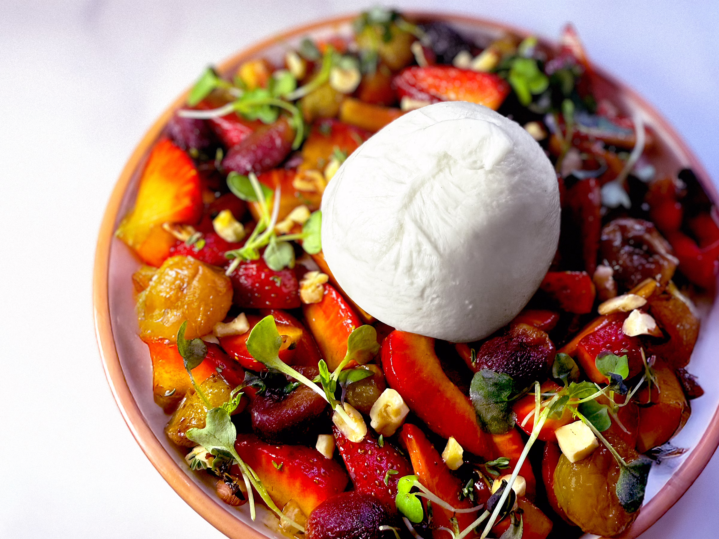 Burrata with Roasted Grapes and Balsamic Strawberries