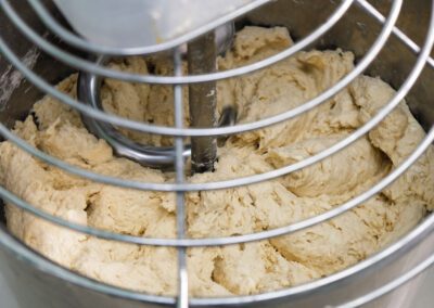 The consistency of dough inside a mixer